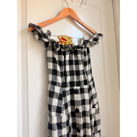 Reformation Hattie Off Shoulder Linen Midi Dress‎ US 0 Gingham Europe Vacation - Picture 7 of 9